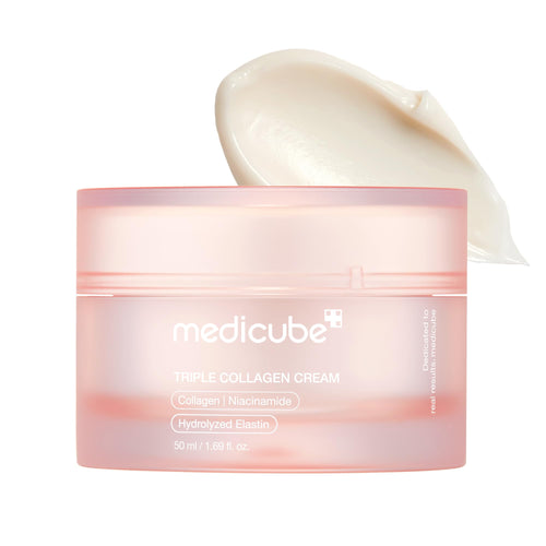 Medicube Triple Collagen Cream - Hydrating & Firming Moisturizer with Hyaluronic Acid, Premium Elastin, Shea Butter - Wrinkle Care & Boosts Elasticity - Korean Skincare, 1.69 oz