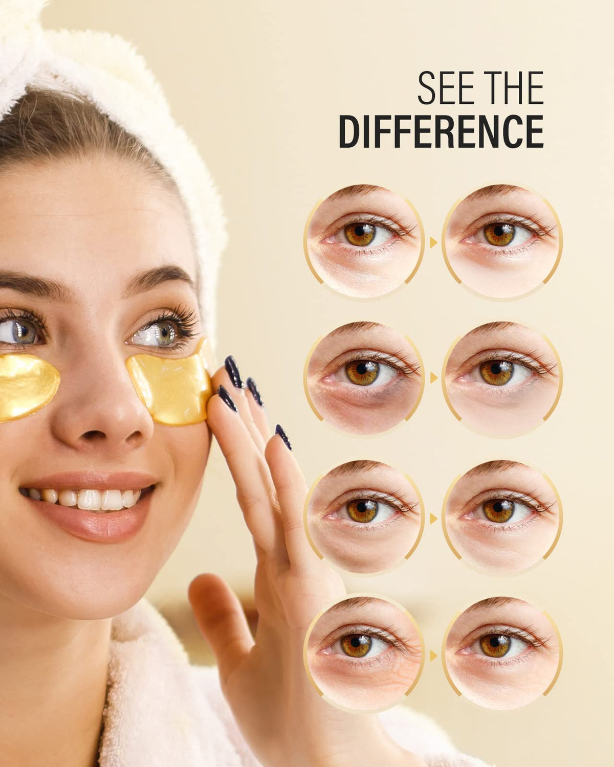Maskiss 24k Gold Under Eye Patches (30 Pairs) - 1 Month Supply Collagen Eye Mask for Dark Circles & Puffiness