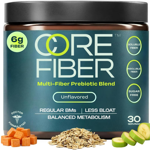 Prebiotic Fiber Supplement for Women & Men - 6g Prebiotic Fiber Powder - Daily Blend for Gut Health, Bloating, Regular Digestion & Energy - Soluble & Insoluble, Sugar Free, Unflavored, 30 Servings