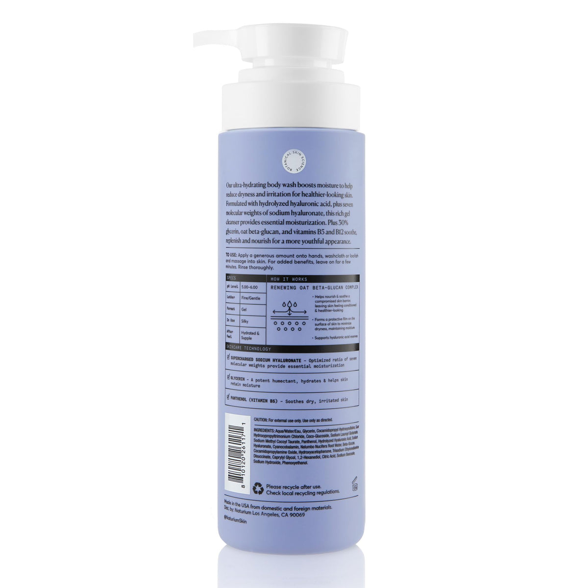 Naturium The Booster Hyaluronic Acid Body Wash 16.9 oz, Hydrating Cleanser