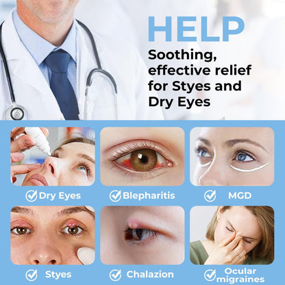 Aroma Season Heated Eye Mask - Warm Flaxseed Eye Compress for Dry Eyes, MGD & Blepharitis Relief (Blue)