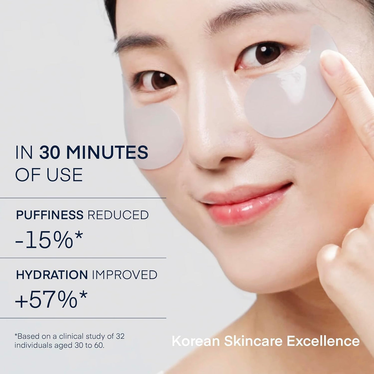 TEREZ & HONOR Caffeine Eye Patches (60 Pcs) - Korean Hydrogel Masks with Niacinamide & Hyaluronic Acid for Dark Circles & Puffiness