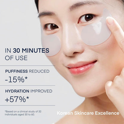 TEREZ & HONOR Caffeine Eye Patches (60 Pcs) - Korean Hydrogel Masks with Niacinamide & Hyaluronic Acid for Dark Circles & Puffiness