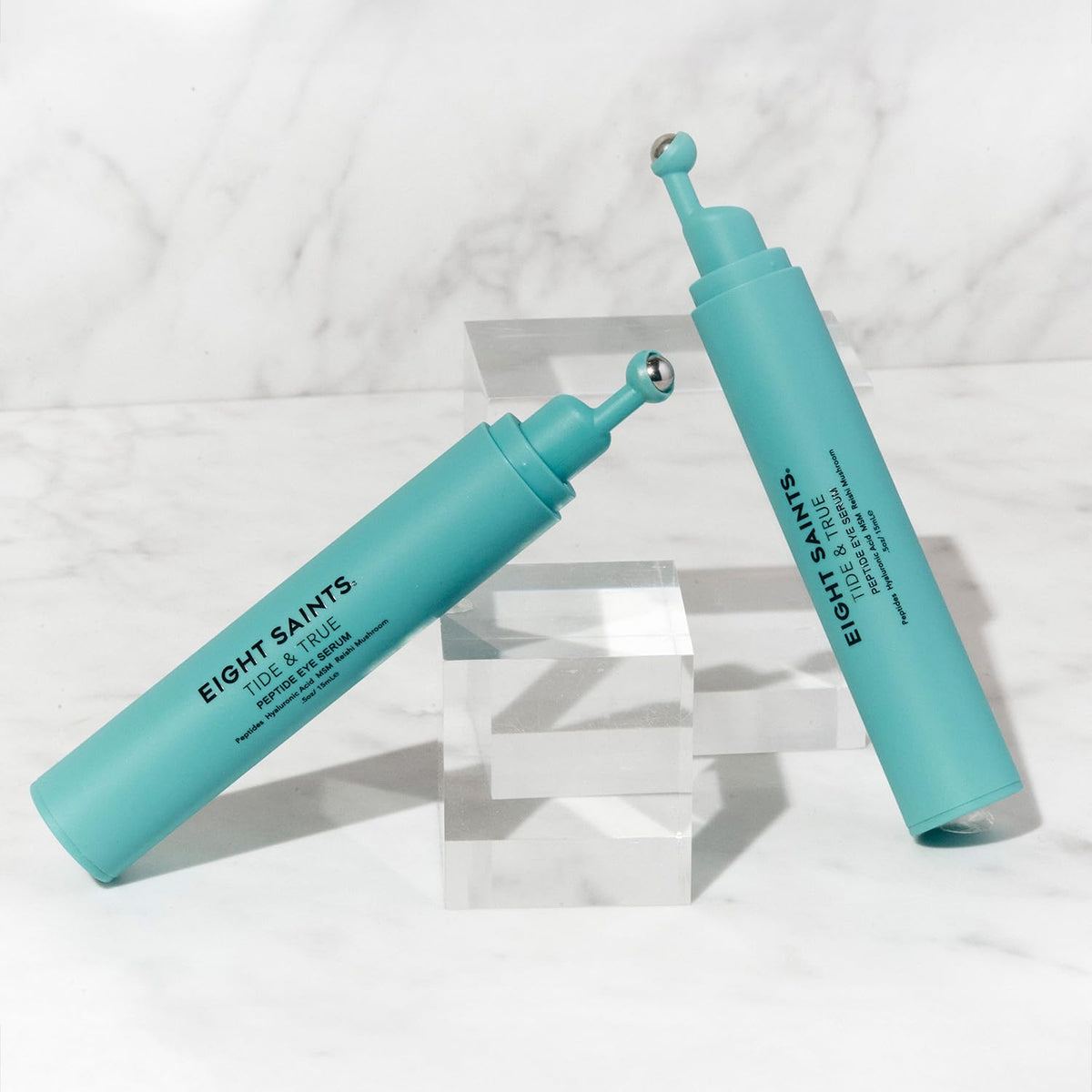 Eight Saints Tide & True Peptide Eye Serum (0.5 fl oz) - Under Eye Roller Ball Treatment for Puffiness, Dark Circles & Fine Lines