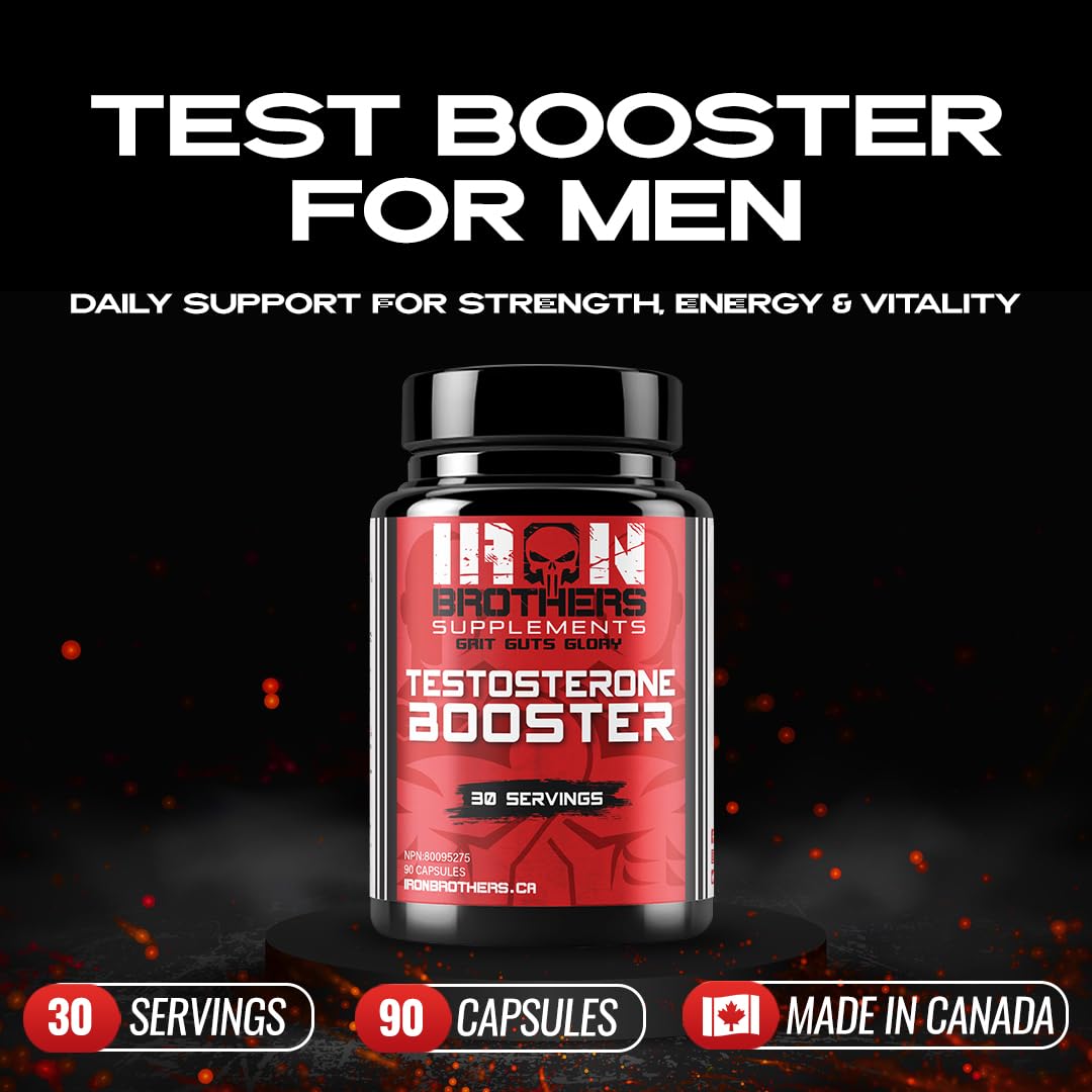 Testosterone Support Supplement for Men - Tribulus, Tongkat Ali, Ashwagandha & DIM - Energy, Vitality & Performance Formula - Iron Brothers (90 Capsules)