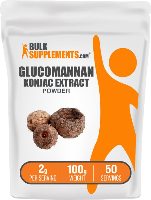 BulkSupplements.com Glucomannan Powder - from Konjac Root Extract, Fiber Supplement - Gluten Free, 2g per Serving, 100g (3.5 oz) (Pack of 1)