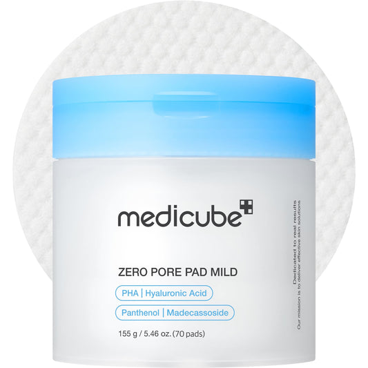 medicube Toner Pads Zero Pore Pad Mild 2.0 - Gentle Calming Toner Pad for Exfoliation, Minimizing Pores & Blackhead Removal with PHA - Ideal for All Skin Types - Korean Skin Care, 70 Pads (1 Pack)
