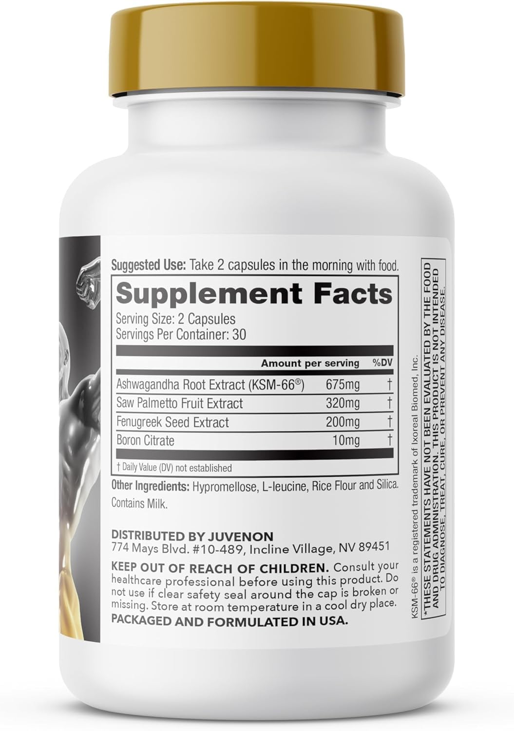 Testosterone Booster for Men - KSM-66 Ashwagandha, Fenugreek & Boron - Energy, Vitality & Male Performance Support - Juvenon Alpha Gold