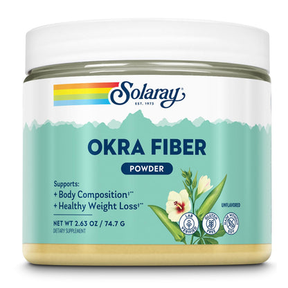SOLARAY Okra Fiber Powder - Digestion Supplement - Supports Body Composition and Healthy Digestion - Unflavored, Gluten Free, Vegan - 30 Servings, 2.63oz
