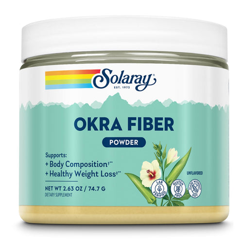 SOLARAY Okra Fiber Powder - Digestion Supplement - Supports Body Composition and Healthy Digestion - Unflavored, Gluten Free, Vegan - 30 Servings, 2.63oz