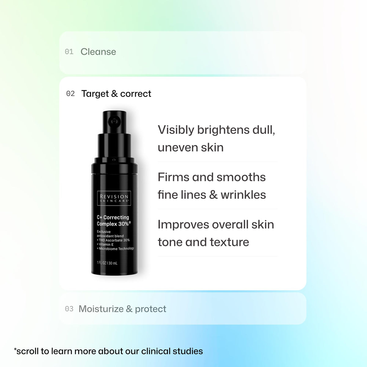 Revision Skincare C+ Correcting Complex 30%, Anti Aging Antioxidant Blend with Vitamin C, Supports Healthy Skin, 1 fl oz