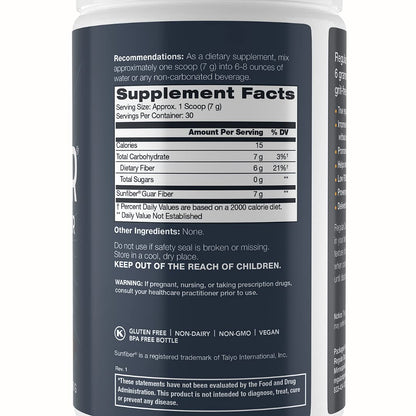 REGULAR DAY Sunfiber, Prebiotic Fiber Supplement for Digestive Health - Promotes Gentle Regularity - Gluten Free, Vegan, Dairy Free, Non-GMO, Keto, Tasteless - One Simple Ingredient - 30 Servings
