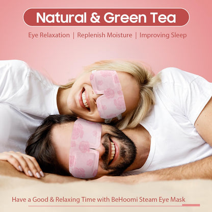 BeHoomi Self Heating Steam Eye Mask - Rose Scented Warm Compress Heated Eye Mask for Sleep, Spa & Relaxation (20 Pack)