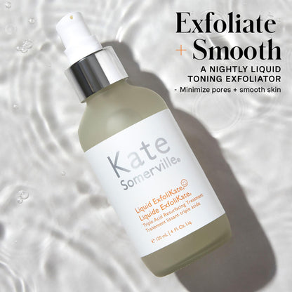 Kate Somerville Liquid ExfoliKate - Triple Acid Resurfacing Treatment, Clinically Formulated AHA Overnight Facial Exfoliator, Smooths Skin and Minimizes Pores, 4 Fl Oz