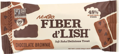 NuGo Fiber d'Lish Chocolate Brownie, 12g High Fiber, Vegan, 150 Calories, 16 Count