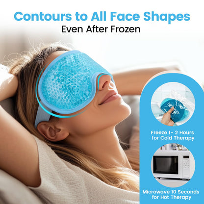 NEWGO Cooling Eye Mask - Cold Ice Pack for Puffy Eyes, Dark Circles, Headache & Stress Relief (Blue)