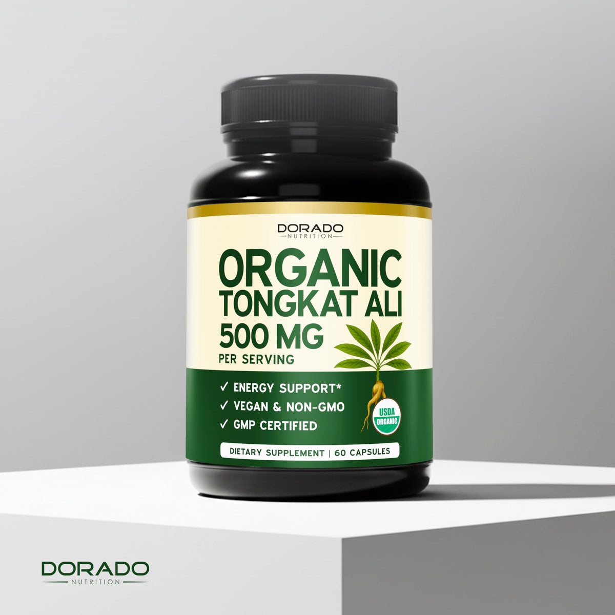 Organic Tongkat Ali 500mg for Men & Women - Longjack Root Extract for Energy, Muscle & Performance Support - Vegan, Non-GMO (60 Capsules)