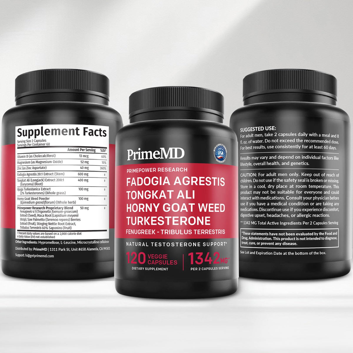 12-in-1 Testosterone Booster for Men - Fadogia Agrestis, Tongkat Ali & Turkesterone - Energy, Muscle & Libido Support - 1342mg Vegan Capsules