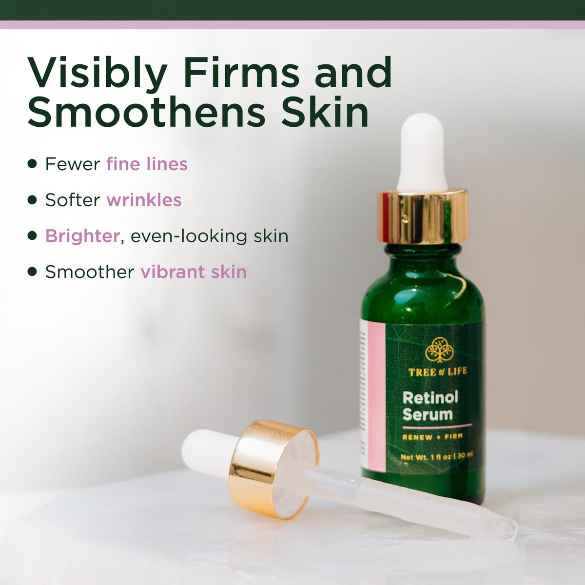 Tree of Life Beauty Facial Skin Care Set, Brightening, Firming & Hydrating Face Serums for Sensitive Skin - Niacinamide, Vitamin C, Retinol & Hyaluronic Acid, Dermatologist Tested, 1 Fl Oz (Pack of 4)