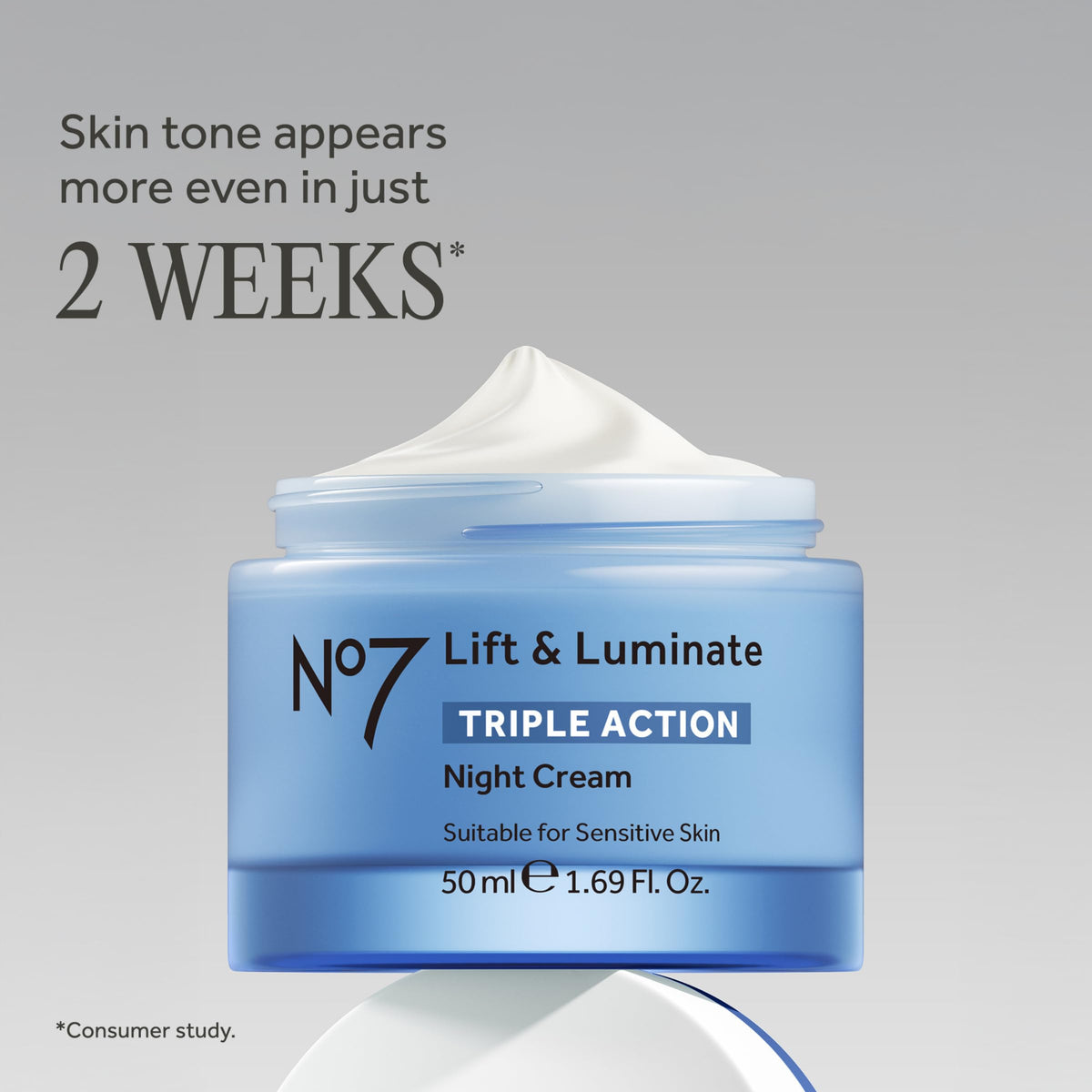 No7 Lift & Luminate Triple Action Night Cream - Anti-Wrinkle, Collagen Peptide Moisturizer with Skin Firming Hyaluronic Acid & Hibiscus - Helps Even Skin Tone for a Radiant Complexion (1.7 Fl Oz)