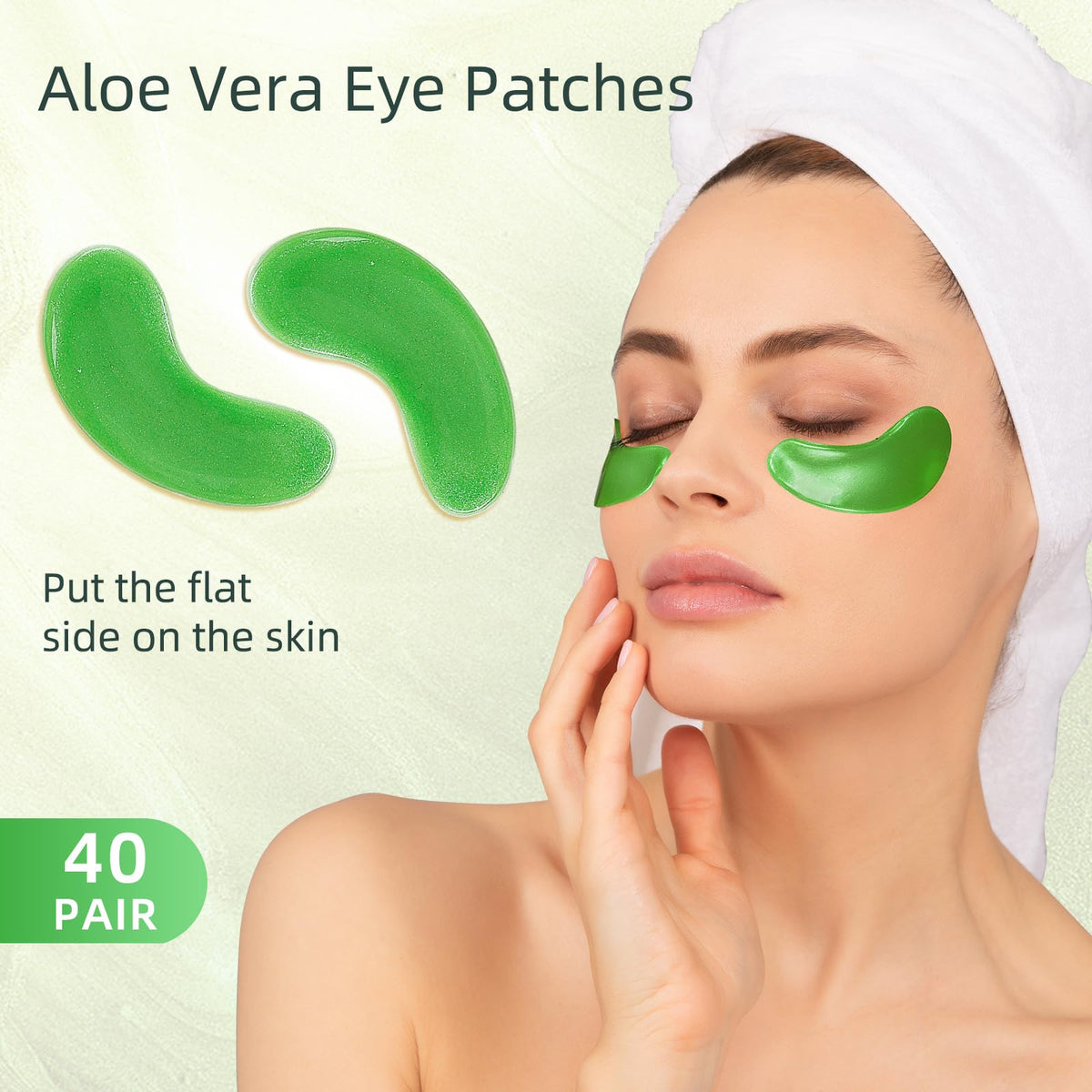 USTELIR Aloe Vera Under Eye Patches - 40 Pairs - Soothing Eye Mask for Puffy Eyes, Dark Circles & Hydration