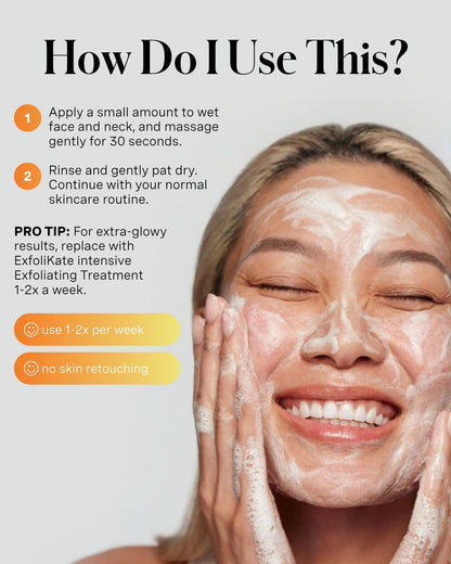 Kate Somerville ExfoliKate Cleanser - Daily Exfoliating Foaming Face Wash, Clinically Formulated Glycolic Acid and Lactic Acid Gentle Facial Scrub, 8 Fl Oz