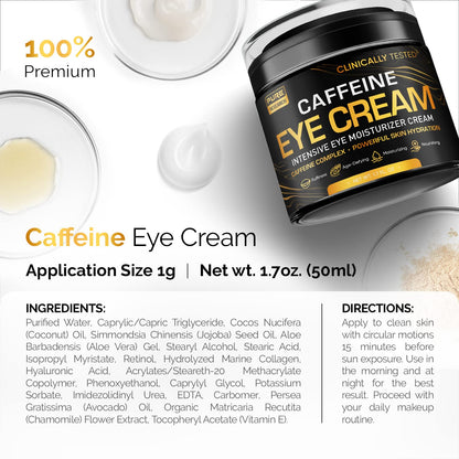 Caffeine Anti-Aging Eye Cream (1.7oz) - Advanced Treatment for Dark Circles, Eye Bags & Puffiness - Instant Face & Eye Lift for Men & Women