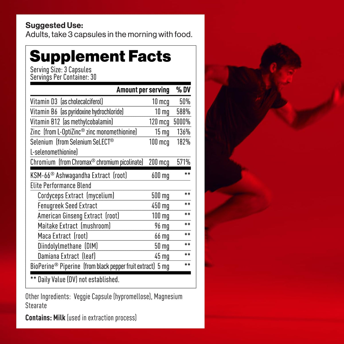 Testosterone Booster for Men - Energy, Recovery, Stress & Lean Muscle Support with KSM-66 Ashwagandha & Fenugreek - Mdrive Elite (90 Capsules)