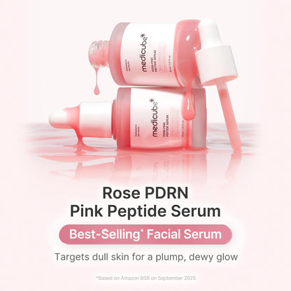 medicube PDRN Pink Peptide Serum with Rose PDRN - Vegan Pink Glow Serum with Peptides & Niacinamide for Hydration & Firm-Looking Skin - Uneven Tone Care - Korean Skincare, 1.01 fl. Oz