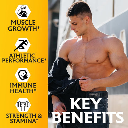 Testosterone Booster for Men - Muscle Growth, Strength, Energy & Endurance Support Supplement (78,000mg Formula) - 120 Capsules