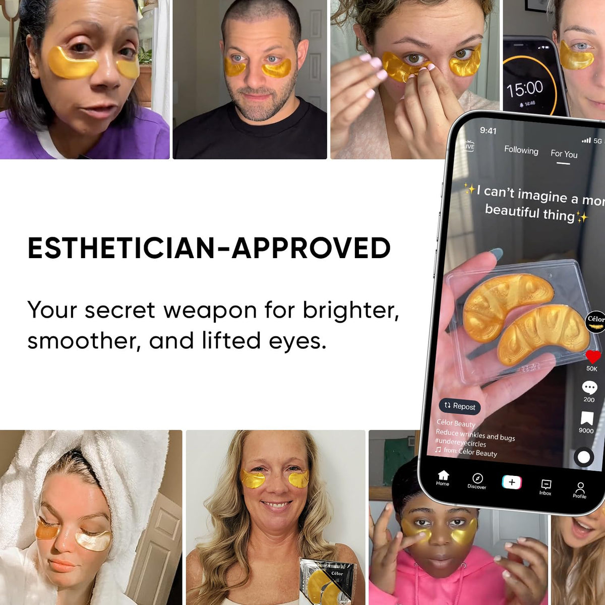 Celor Under Eye Patches (80 Pairs / 160 Patches) - Amino Acids & Collagen Eye Masks for Dark Circles, Puffiness & Wrinkles - USA Tested - Self-Care Gift for Women