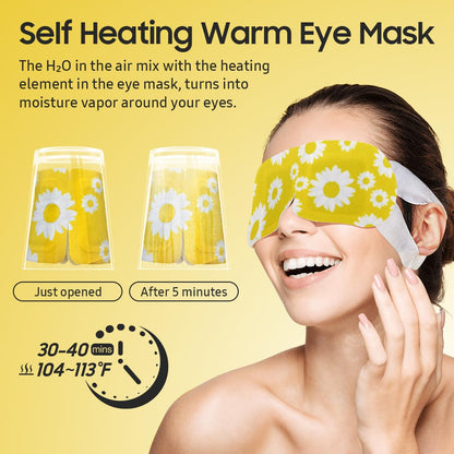 BeHoomi Self Heating Steam Eye Mask - Chamomile Scented Warm Compress Heated Eye Mask for Sleep, Spa & Relaxation (20 Pack)