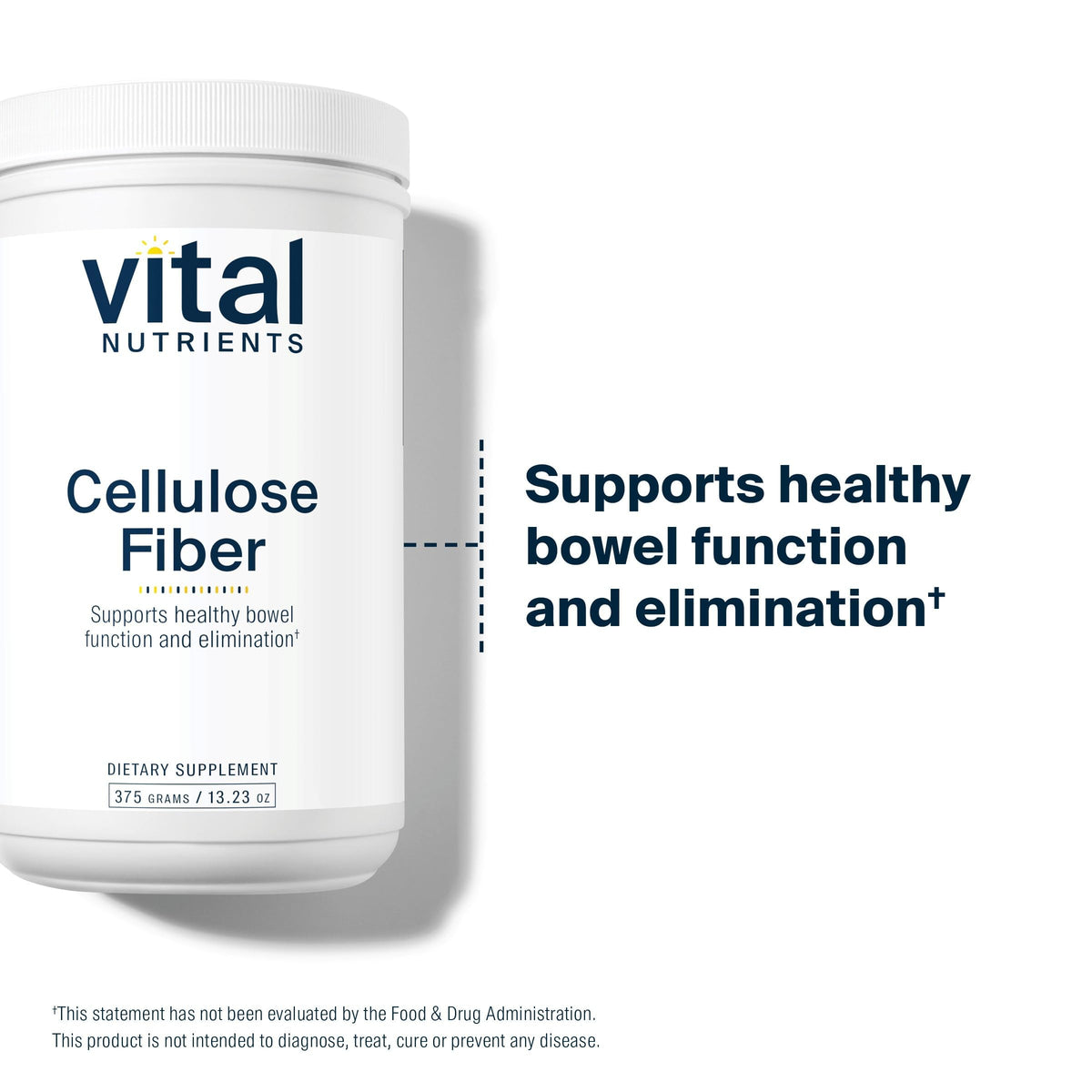 Vital Nutrients Cellulose Fiber Powder - 375g Cellulose Insoluble Fiber Powder - Fiber Supplement Powder Supports Healthy Bowel Function - Gluten, Dairy, Soy Free - Non-GMO - 60 Capsules