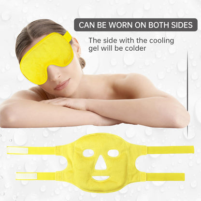 ZNÖCUETÖD Eye & Face Ice Mask (Lemon Yellow) - Cooling Gel Pack for Puffiness, Dark Circles, Migraine Relief & Sinus Pain - Soft Plush Backing