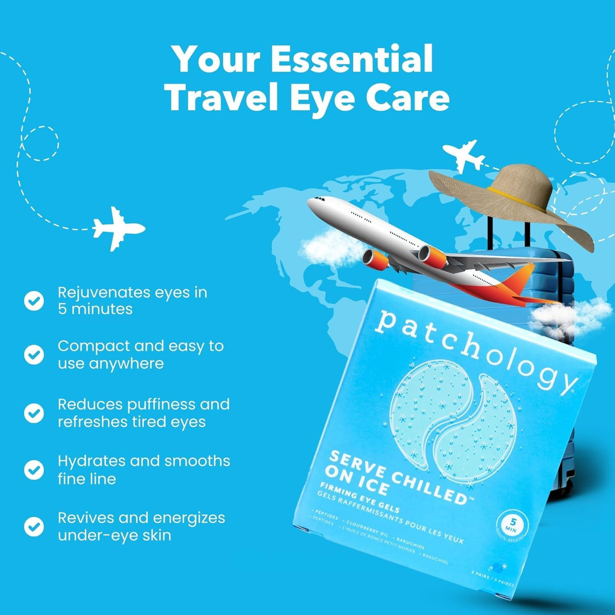 Patchology Iced Cooling Under Eye Mask Patches - Peptides, Cloudberry Oil & Bakuchiol - Firming Hydrating Eye Gels for Fine Lines, Puffiness & Dark Circles - 5 Pairs
