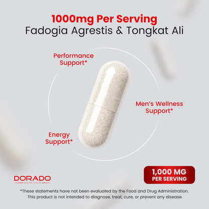 Fadogia Agrestis & Tongkat Ali Performance Blend for Men - Muscle, Strength & Athletic Performance Support - Vegan, Non-GMO (120 Capsules, USA Made)