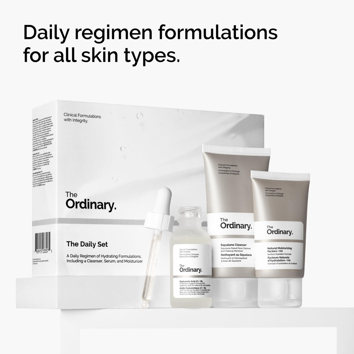 The Ordinary The Daily Set, Daily Skincare Routine with Squalane Cleanser, Hyaluronic Acid 2% + B5, and Natural Moisturizing Factors + HA - Skin Care Set