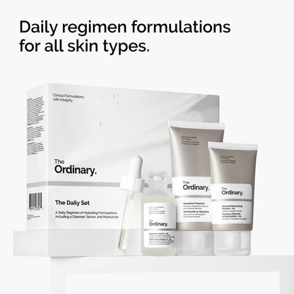 The Ordinary The Daily Set, Daily Skincare Routine with Squalane Cleanser, Hyaluronic Acid 2% + B5, and Natural Moisturizing Factors + HA - Skin Care Set