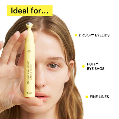 Abib Retinal Eye Serum Lifting Roller (0.5 Fl Oz) - Anti-Aging Under Eye Applicator with Caffeine & Bakuchiol for Wrinkles, Puffiness & Dark Circles