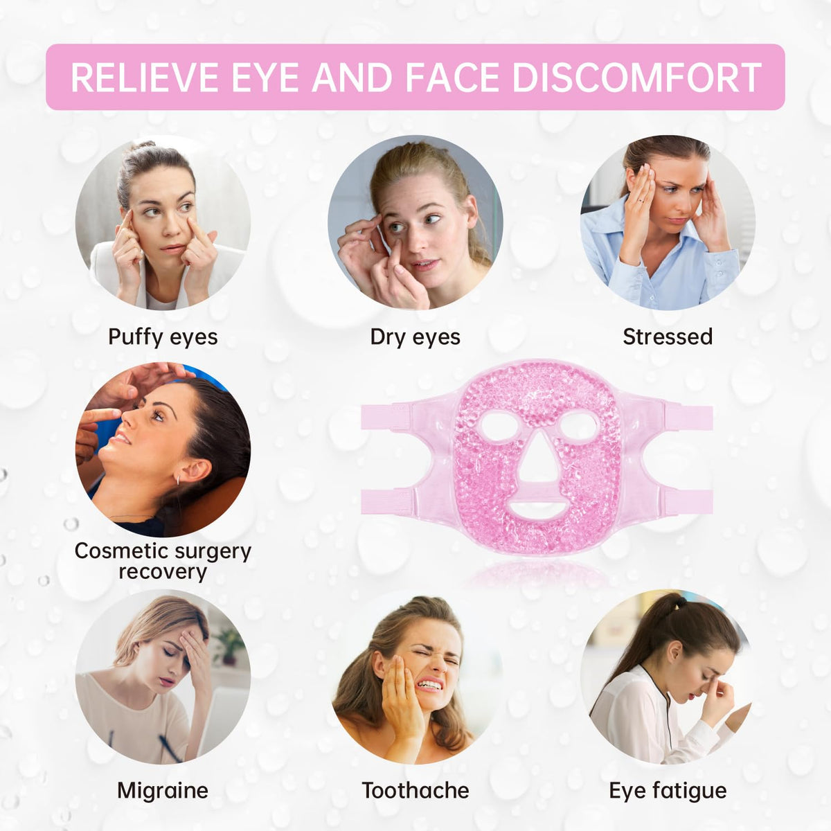 ZNÖCUETÖD Full Face Ice Mask - Gel Hot & Cold Compress for Post-Surgery Recovery, Dental Work, Swelling, Migraines & Dark Circles