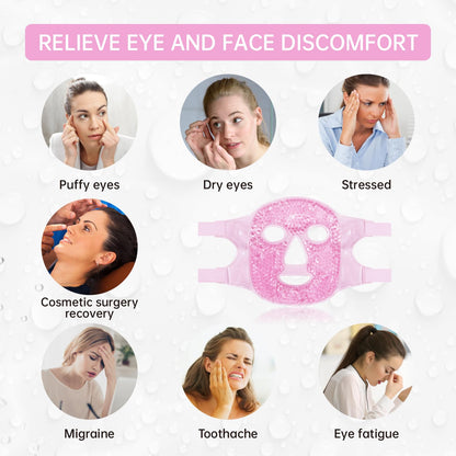 ZNÖCUETÖD Full Face Ice Mask - Gel Hot & Cold Compress for Post-Surgery Recovery, Dental Work, Swelling, Migraines & Dark Circles
