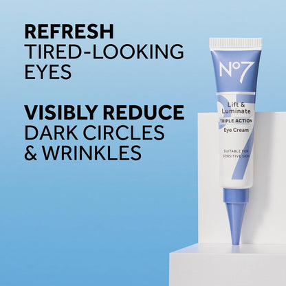 No7 Lift & Luminate Triple Action Eye Cream - 15ml (0.5 oz) - Anti-Aging Treatment with Vitamin C & Collagen Peptides
