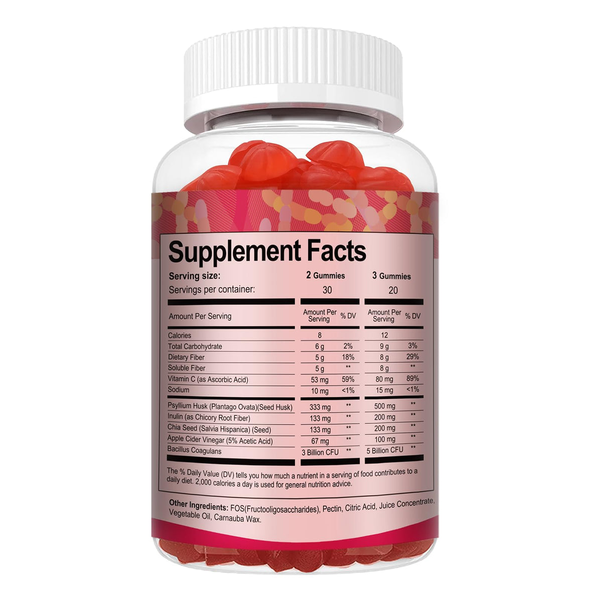 9-in-1 Probiotic Prebiotic Fiber Gummies for Adults & Teens 16G Fiber per Serving, Psyllium Husk Fiber Supplement with 5 Billion CFU Bacillus Coagulans, Inulin, ACV for Digestion & Gut - 60 Counts