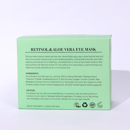 PEAUAMIE Retinol & Aloe Vera Under Eye Patches (30 Pairs) - Intensive Anti-Aging & Soothing Eye Mask for Wrinkles, Dark Circles & Puffiness