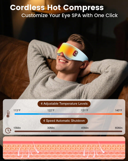 Anydance Cordless Heated Eye Mask - Rechargeable Warm Compress for Dry Eyes & Sleep Relief (Teal Green)