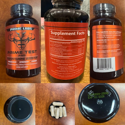Testosterone Booster for Men - Energy, Vitality & Performance Support with Ashwagandha, Shilajit & DIM - Prime Labs Prime Test Pro (60 Capsules)