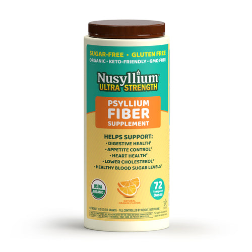 NuSyllium Ultra Psyllium Husk Powder, USDA Organic, Sugar Free Keto-Friendly Fiber Supplement, Promotes Digestive Health* Orange, 72 Servings