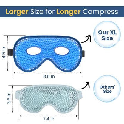 BeeVines XL Jumbo Gel Eye Mask - Cooling & Warming 2-Pack (Navy Blue)