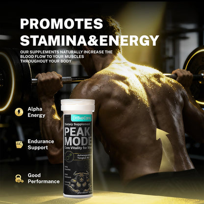 DrBioCare Peak Mode Core Vitality 7-in-1 Effervescent Tablets for Men - Tongkat Ali, Maca, L-Arginine & Ashwagandha - Stamina, Drive & Performance Support (Berry Flavor, 12 Tablets)