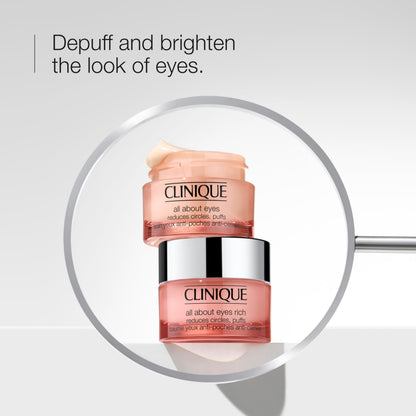 Clinique All About Eyes Rich (0.5 oz / 15ml) - Standard Size Hydrating Eye Cream for Dark Circles, Fine Lines & Puffiness